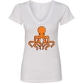 thumbnail image 3 of Inktastic Orange Octopus Women's V-Neck T-Shirt, 3 of 5