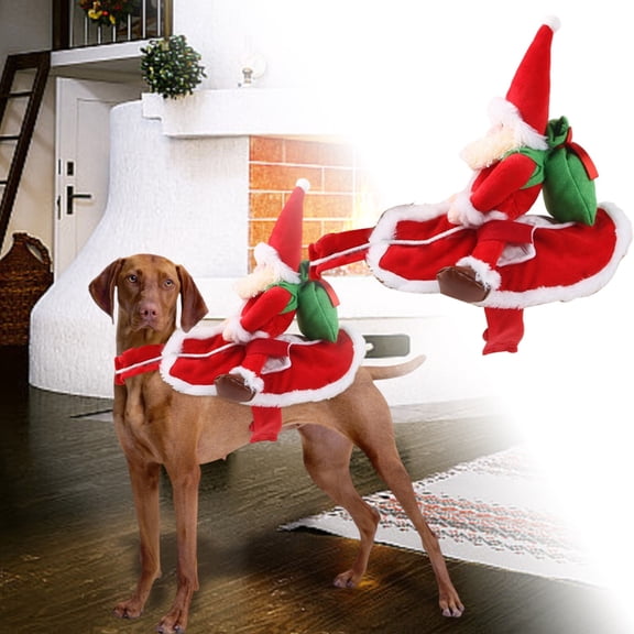 CozyFiel Santa Rider Dog Christmas , Funny Riding Santa Outfit for Medium to Large Dogs