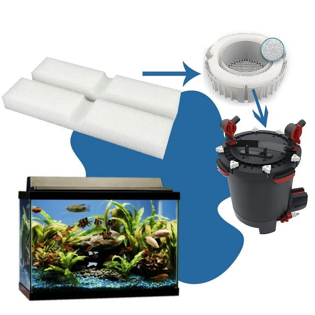 Qzbhct 6 Pcs Aquarium Bio Sponge for Fluval FX4 / FX5 / FX6 Filtration Systems White Foam Filter Pads
