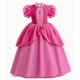 thumbnail image 1 of Vestido de princesa rosa: ropa para niños de Halloween, vestido de actuación con forma de cuerno extralargo con mangas de burbuja para niñas, 1 of 5