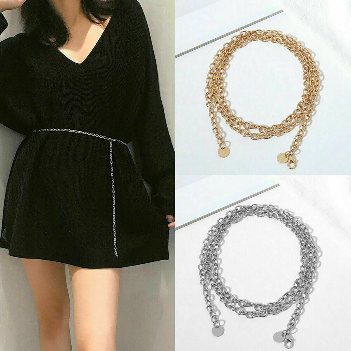 Gold Mesh Ladies Waist Chain Charm Belt For Girls Westren Outfits Dress One Size 
