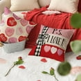 thumbnail image 5 of Be My Valentine Red Candy Heart Throw Pillow Covers, 16 x 16 Inch Valentine Stripes Wedding Cushion Case Decoration for Sofa Couch Set of 4, 5 of 6