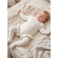 thumbnail image 6 of RUINIXCW Newborn Baby Girl Knit Sweater Romper Baby Girls Spring Fall Winter Clothes 0 3 6 9 12 Months Long Sleeve Ruffle Trim Eyelet Knit Bodysuit Playsuit with Headband, 6 of 9