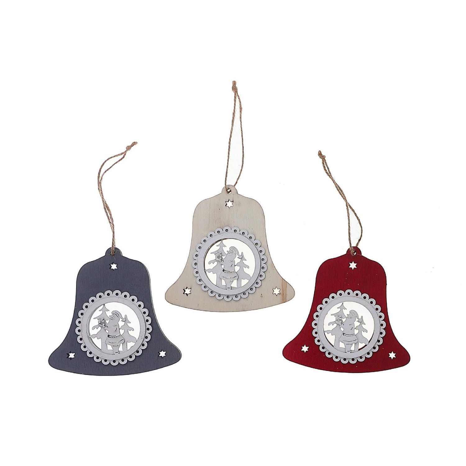 Christmas Ornament Bell With Santa  - Set of 6