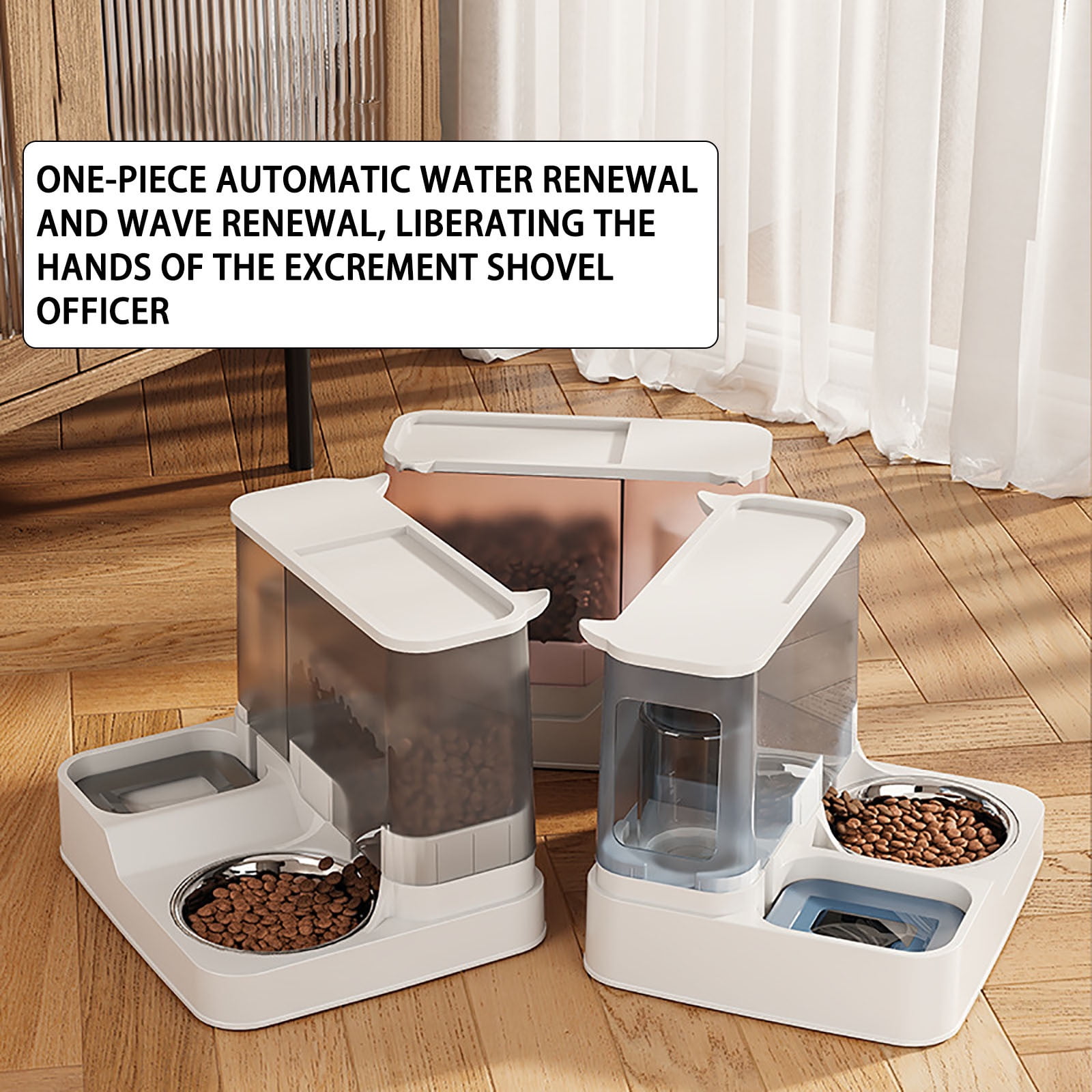 Sahpxhe Automatic Dog Cat Feeder and Water Dispenser,2 in 1 Automatic Pet Feeder and Water Dispenser Combo for Kitten Small Dog 12x9.84x9.44 Inch Pink