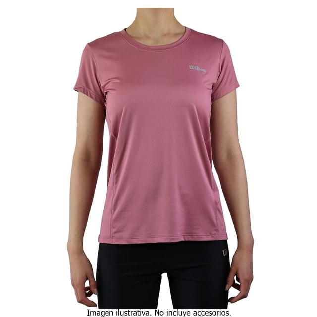Playera Wilson para Mujer, Deportiva Cuello Redondo Rosa Talla 2EG