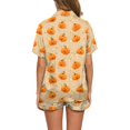 thumbnail image 4 of WTOBBY Women's Casual Halloween Pajama Set Loose Fit Short Sleeve Top with Elastic Waist Shorts Printed Two-Piece Sleepwear Home Lounge Wear Outfit,Saffron 3XL, 4 of 6
