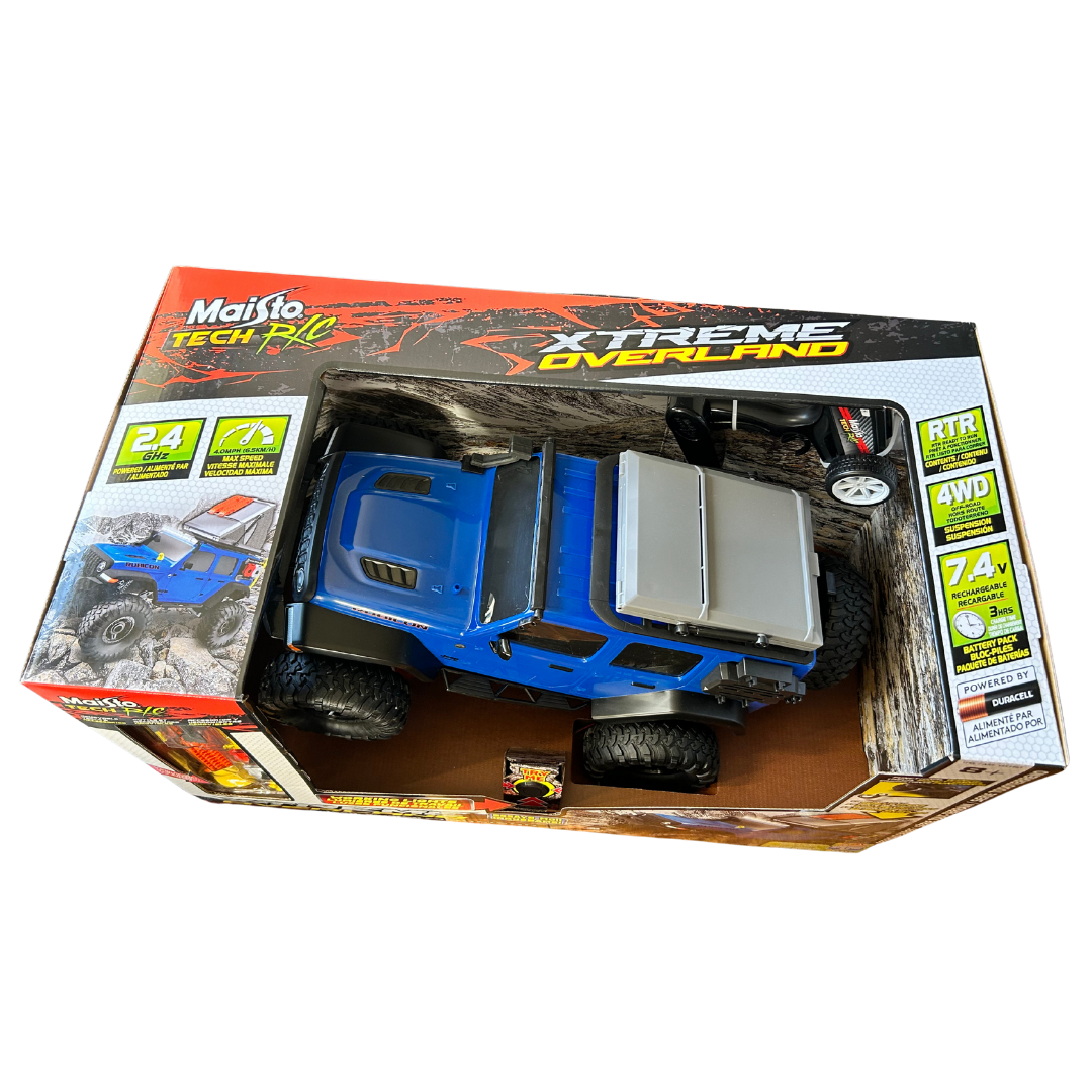 Maisto Tech RC Jeep Wrangler Rubicon Blue – 19 Inch Xtreme Overland Off-Road Truck with Lights