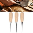 thumbnail image 4 of 3Pcs Wooden Handle Scratch Awl For Leather Pouch Hole DIY Handmade, 4 of 8