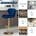 thumbnail image 7 of JESTOP Modern Swivel Pub Height Barstool Set of 2, High Dining Chair with Velvet Seat, Backrest, Armless Hydraulic Counter Stool, Gold Base Island Stool, 7 of 7