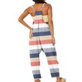 thumbnail image 3 of Wycnly Womens Jumpsuits Fashion Plus Size Wide Leg Pocket Strap Maxi Jumpsuits Overalls Trendy Striped Print V-Neck Sleeveless Long Summer Rompers Multicolor xxxl, 3 of 5