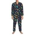 thumbnail image 3 of Salouo Shells and Seaweed Print Button-Front Long Sleeve Pajama Set for Men, Soft 2Pjs Men's Long Sleeve Sleepwear-XX-Large, 3 of 7