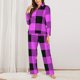 thumbnail image 2 of Balery Purple Black Buffalo Plaid Conjunto de Pijama con Estampado para Mujer, Conjunto de Dos Piezas con Manga Larga, Ropa de Dormir Suave con Bolsillos, Pijamas Cómodos-Large, 2 of 7