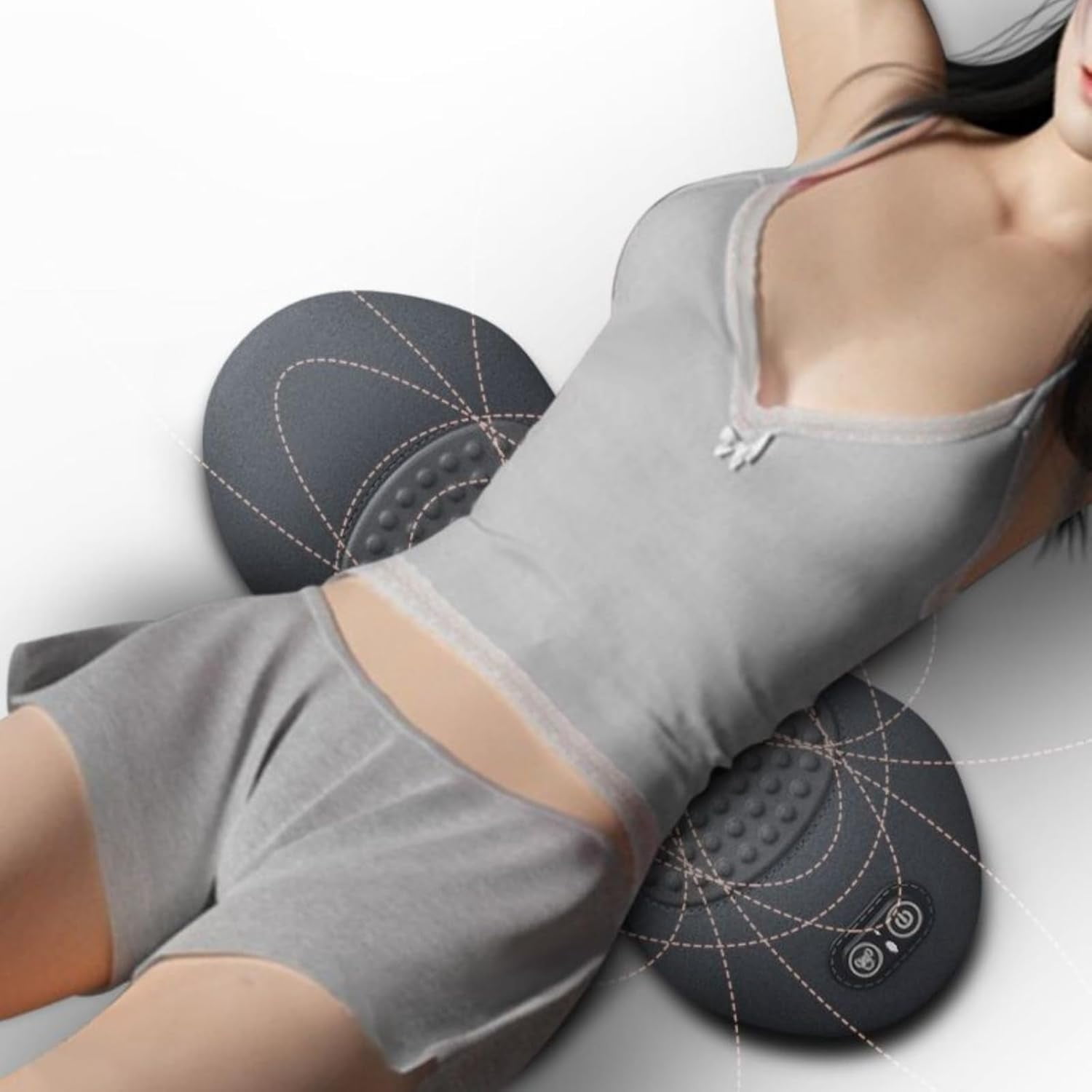 Triple Fusion Back Massager, 3-in-1 with Electric Traction, Heat & Vibration for Neck, Shoulder & Lower Back Pain Relief, Ergonomic Spine Support