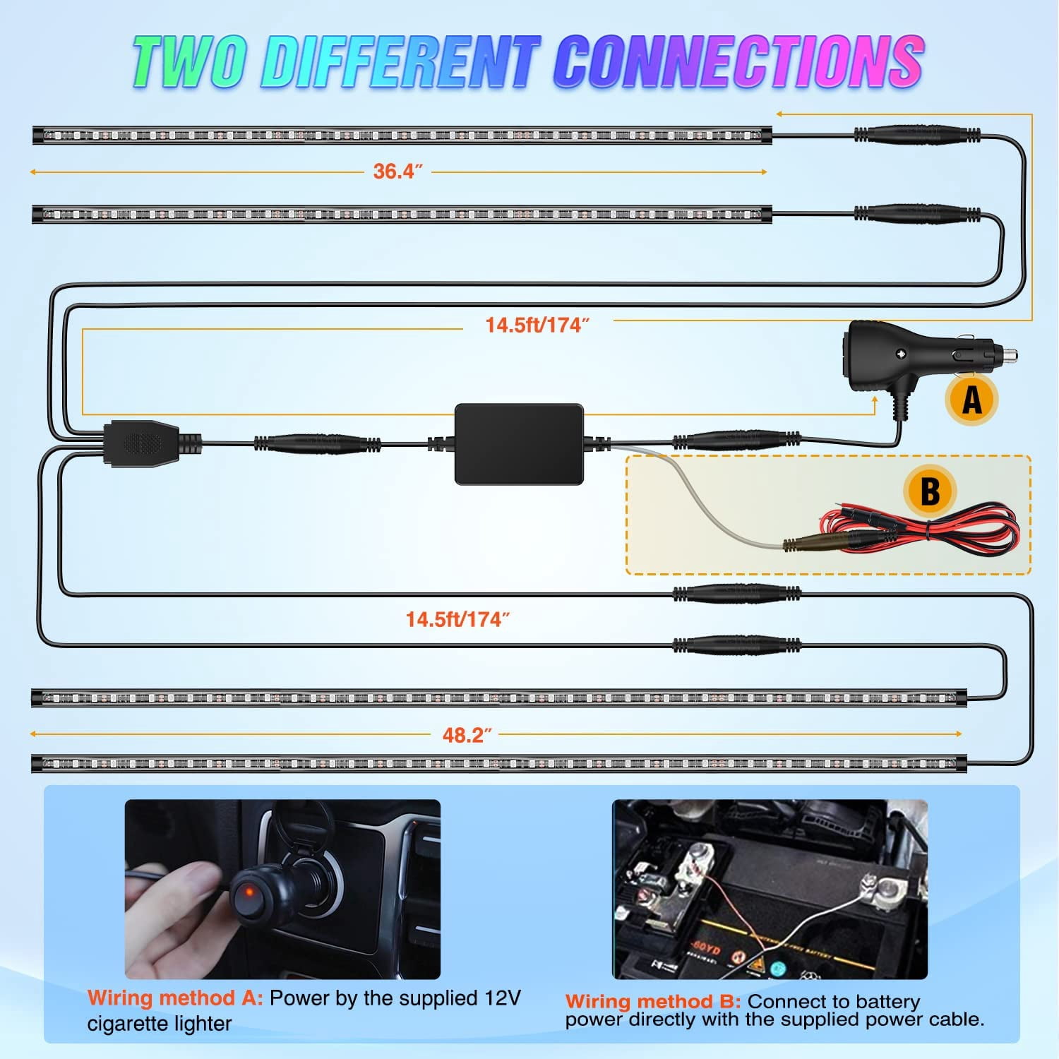 Nilight 4PCS RGB LED Underglow Light Kit, 252 LEDs Car Underbody Neon Accent Strip Lights with Sound Active Music Mode and Wireless Remote