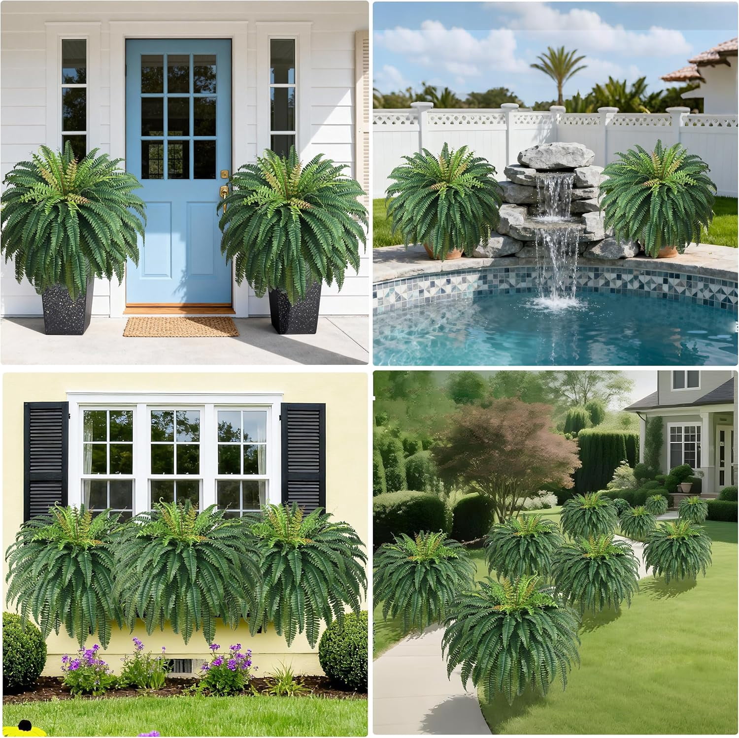 Lyacmy 48 Inch Fake Ferns Artificial Plants Large, 96 Leaves Artificial Ferns Fake Plants for Outdoors Front Porch Decor