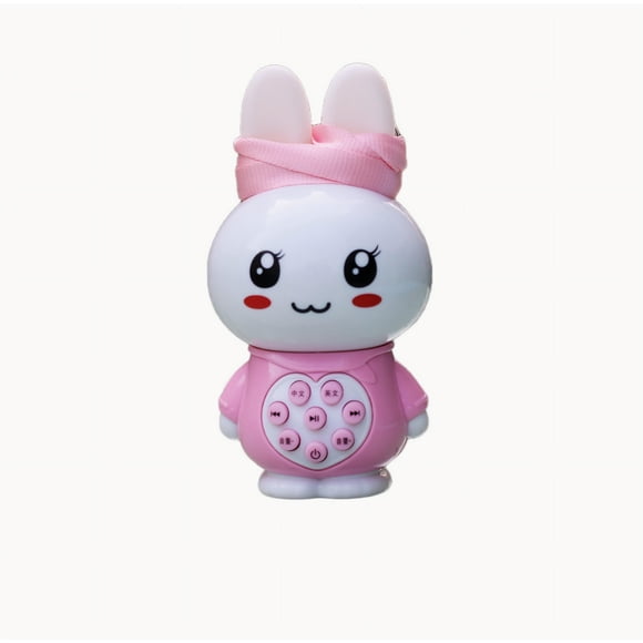 Babyuke Mini Rabbit Q9 Reproductor Música Luces Bilingüe Portátil Colgante para Niños  (Rosa)