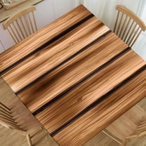 Aged Wooden Planks Texture Vertically Striped Fitted Square Table Covers Elastic Tablecloth Washable Waterproof or Outdoor Patio Party Dining, Fitted for 34"x34" Table Deaign2597