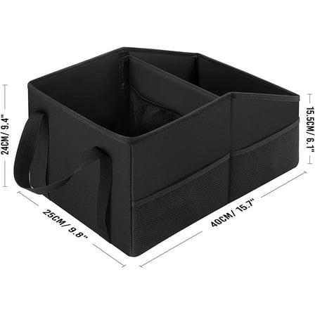 Car Organizer - Automotive Organizer for Front and Back Seat or Floor, Car Caddy Organizer with Divide, Handles and Multiple Mesh Pockets