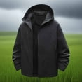 thumbnail image 4 of Jtjvou Plus Size Waterproof Active Outdoor Rain Jacket Rain Coat for Women Softshell for Hiking and Travel Lightweight Zip up Fall and Winter Raincoat Windbreaker with Hood Black XXXL, 4 of 9