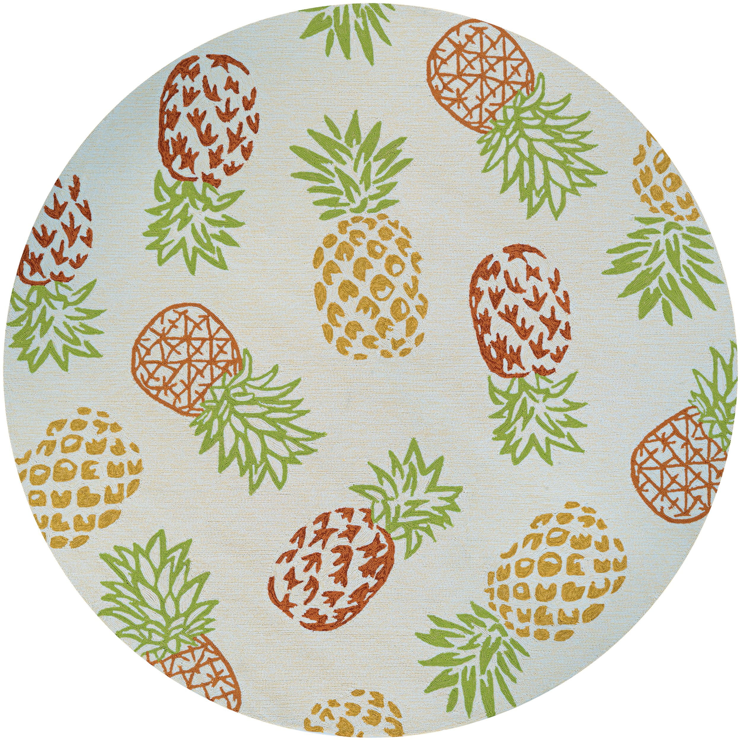 Covington Pineapples Sand Indoor/Outdoor Round Rug Multiple Sizes