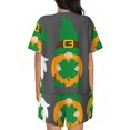 thumbnail image 3 of Lsque Spring St Patrick’S Day Irish Gnomes Women's Short-Sleeved Pajama Set - 2 Piece Soft and Lightweight Sleepwear Set-Large, 3 of 9