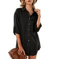 thumbnail image 4 of Defitshape Women's Button Down Shirts Long Sleeve Top Soft Long Tunics Fall Casual Spring Basic Button Up Shirt Black XX-Large, 4 of 4