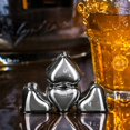 thumbnail image 3 of Heart Shaped Whiskey Stones Ice Cube, Stainless Steel Reusable Ice Cube with Trays, Beverage Chilling Stones for Drinks Whiskey Juice 6pcs, 3 of 5