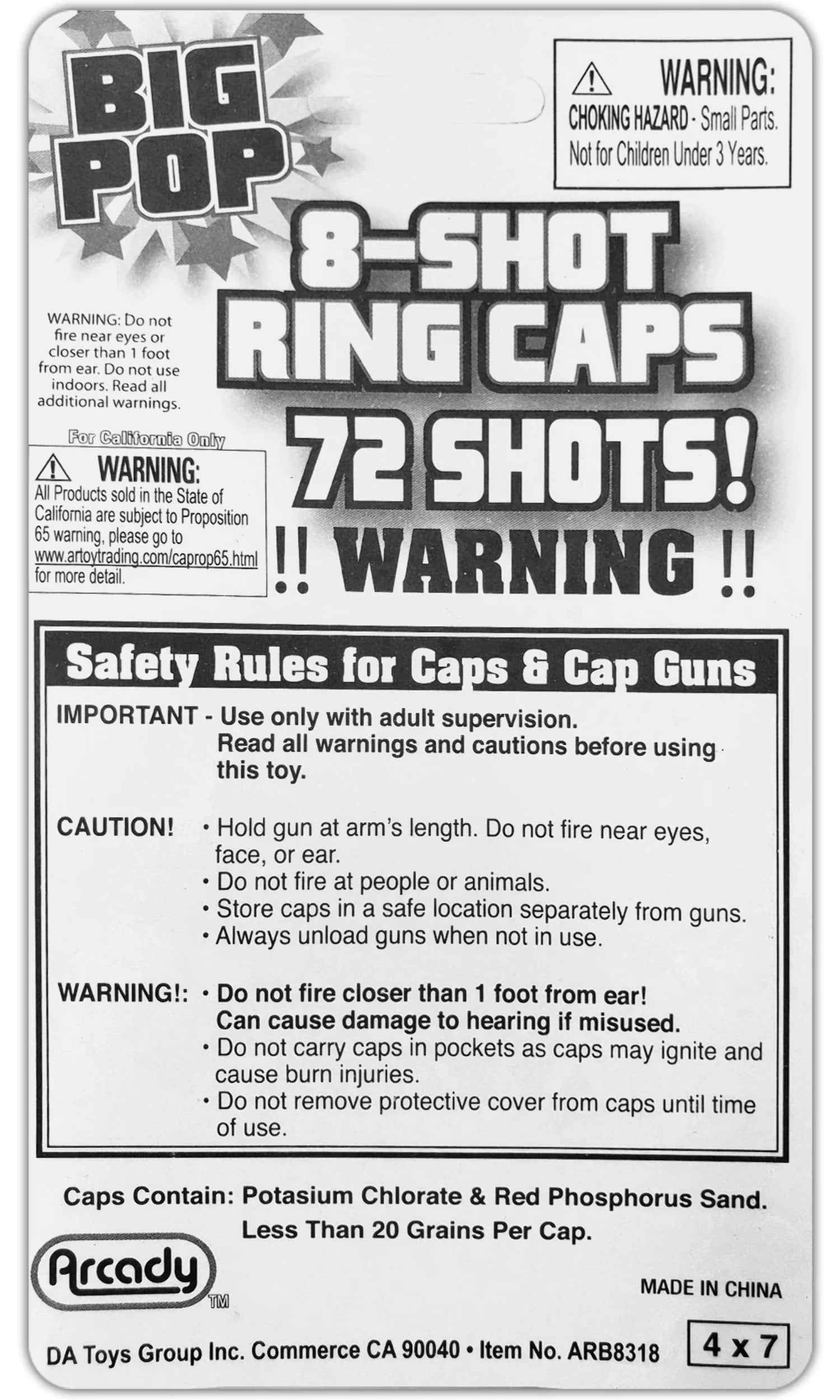 8 Shot Cap Gun Refills : 72 Shots : Toy Guns – Pop Top Toys