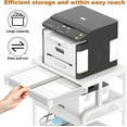 thumbnail image 3 of EasyCom 23.6''x18.9'' Extra Large Printer Stand with Drawer, 5-Adjustable Heights 3 Tier Printer Table with Wheels, Rolling Printer Cart with Storage for Printer Scanner Fax Home Office Use, 3 of 8