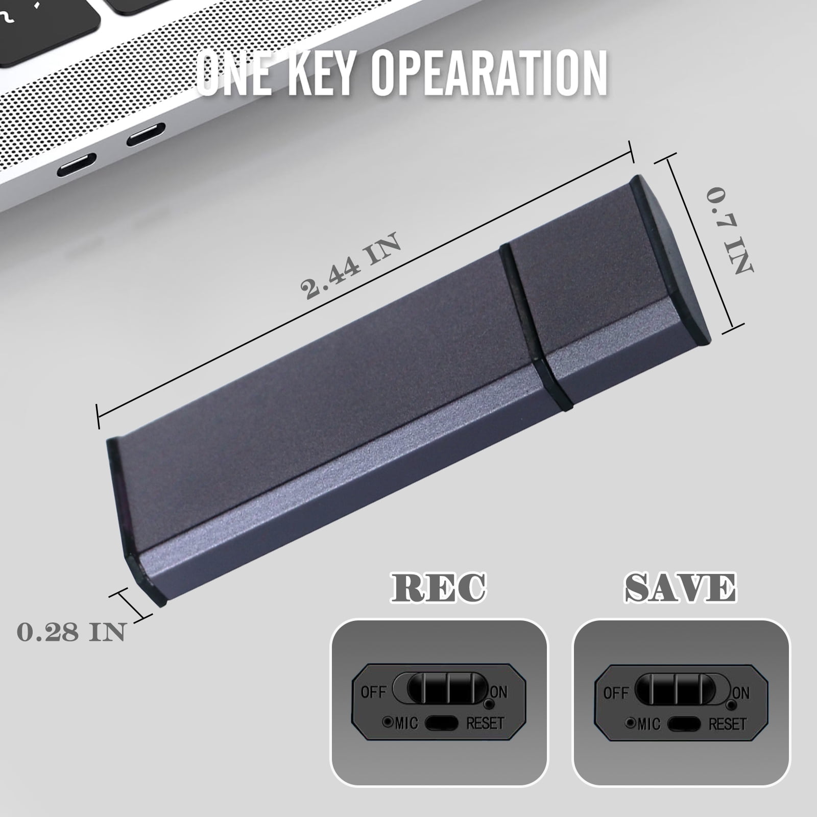 RONY 32GB Digital Voice Recorder - One Click Mini Recording Device with Noise Reduction -  Portable USB Dictaphone for Lectures Meetings Interviews