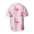 thumbnail image 2 of Easygdp Cute Flamingo with Heart Men's Casual Short-sleeved Shirt with Pocket and Button Suitable for Beach Vacation Leisure - 4X-Large, 2 of 7
