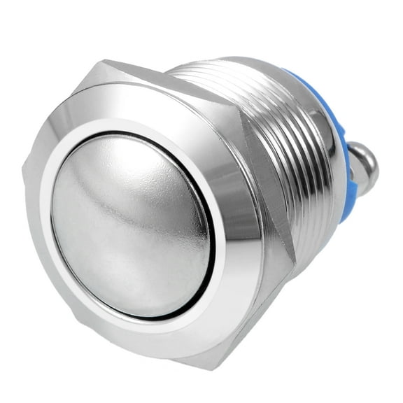 Momentary Stainless Steel Push Button Switch 19mm Mounting Dia 5A 2 Screw