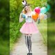 thumbnail image 5 of 5 Piece White Rabbit Costume Set Rabbit Ear Top Hat Thigh Socks Rabbit Clock Necklace Bow Tie Rabbit Nose, 5 of 5