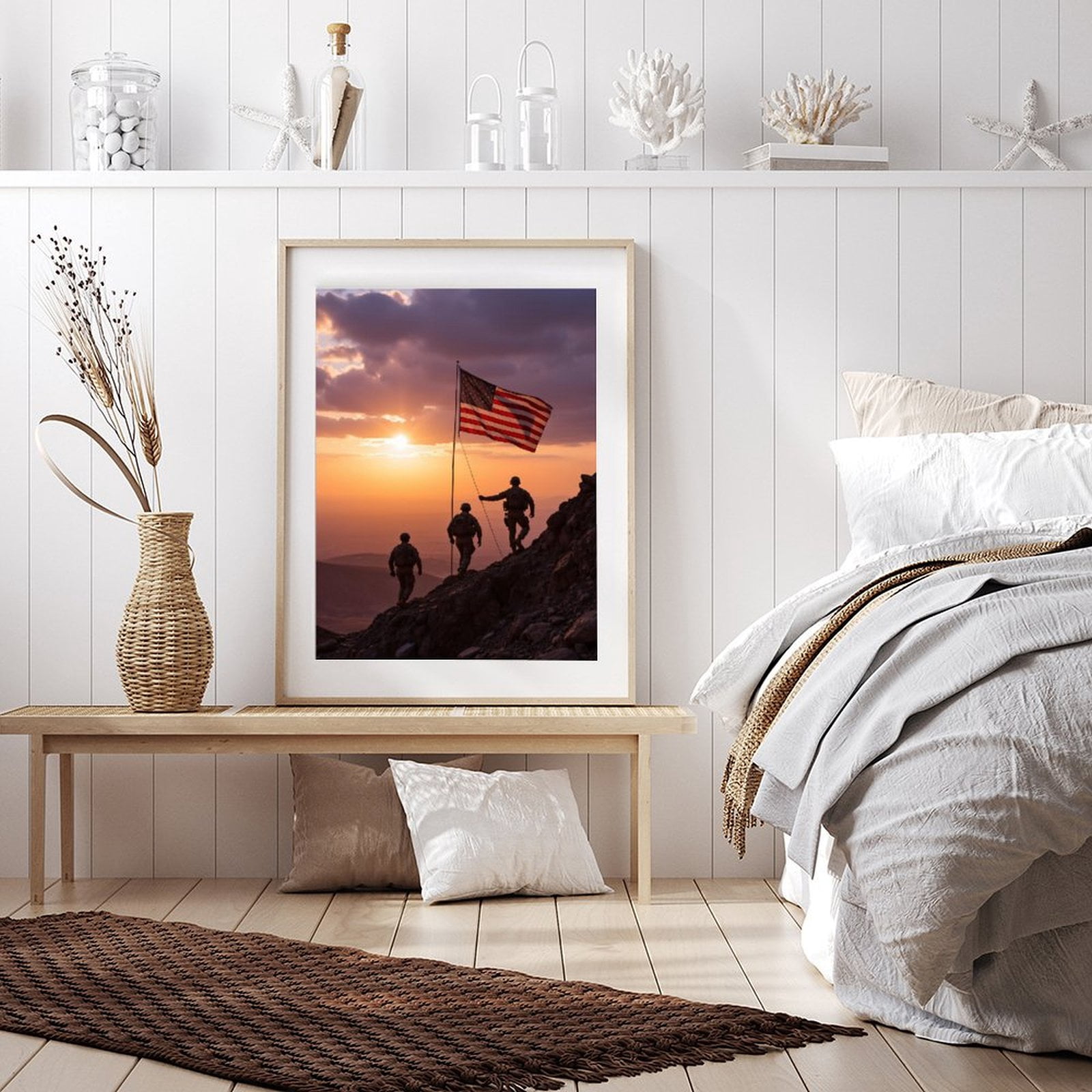 Diamond Art Kit for Adults, Soldiers Sunset Flag Silhouette Rock Diamond Painting for Adults Beginners, DIY Diamond Art Painting Kits, 5D Diamond Painting Crafts for Home Decor 12x16 Frameless