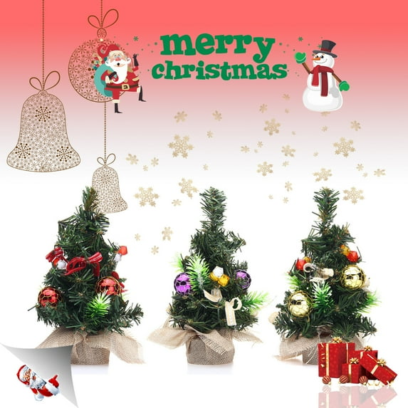 Artificial Christmas Tree Decorations, 20cm Miniature Table Christmas Tree with Ball Ornament for Holiday Festival Xmas Party Home Office Tabletop Decor Kids Favor Gift