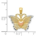 thumbnail image 2 of Auriga Fine Jewelry 14K Yellow Gold Rhodium Butterfly with Heart Pendant (L- 19 mm,W-21 mm) for Women, 2 of 6