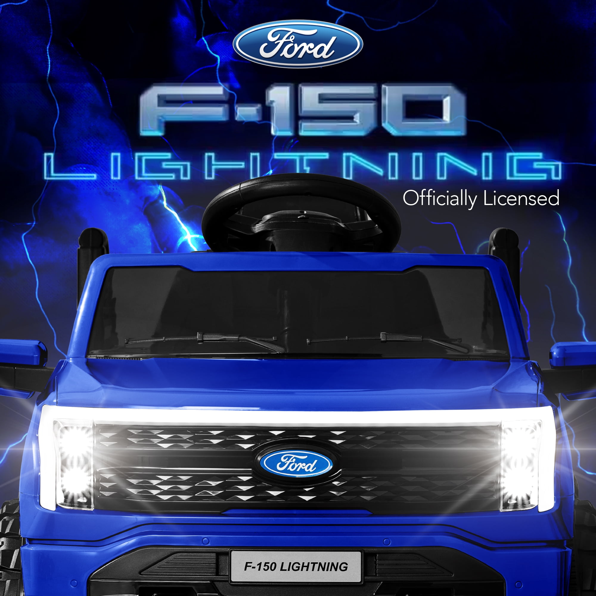 Best Choice Products Kids 12V Ride On Car Officially Licensed Ford Lightning Truck w/ Remote, LED Lights - Blue