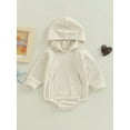 thumbnail image 2 of Wassery Infant Baby Girls Boys Rompers  Solid Color Short Sleeve  Long Sleeve Hooded Jumpsuit Newborn Bodysuits 0-24M, 2 of 7