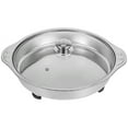 thumbnail image 1 of CIMAXIC Poêle de Service en Acier Inoxydable pour Fête avec Couvercle en Verre et Pieds en Caoutchouc, Contenant de Buffet pour Aliments, Poêle Alimentaire en Acier Inoxydable, Plateau de Service en Métal pour Fête et Restaurant, 13.78"X12.2"X2.05 Pouces, 1 of 4