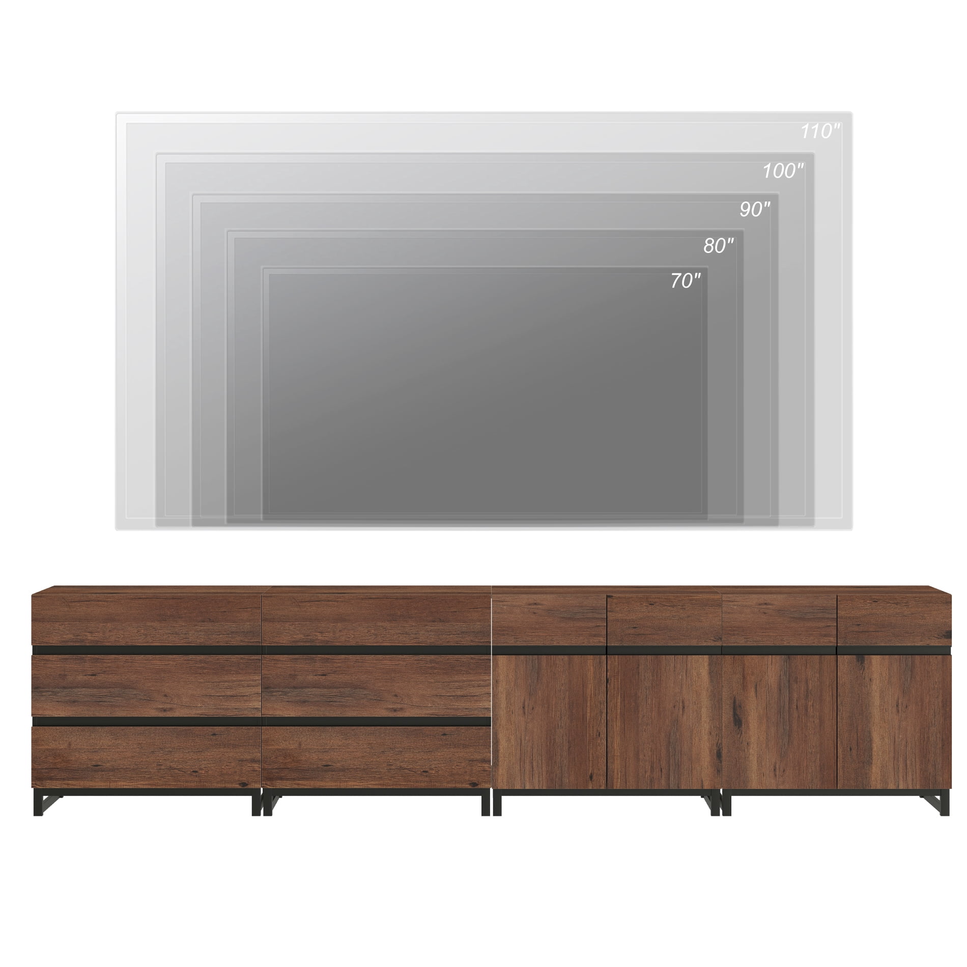 Modern TV Stand For Tvs Up To 120 Inches, 4-In-1 Entertainment Console With 6 Drawers And Adjustable Shelves, Media Cabinet For Living Room Or Bedroom,Brown