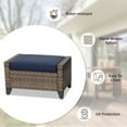 thumbnail image 3 of EAGLE PEAK 2 Piece Wicker Outdoor Ottoman, Patio Ottoman Foot Rest for Couch with Removable Cushions for Patio, Deck, Backyard and Poolside, Brown/Blue, 3 of 8