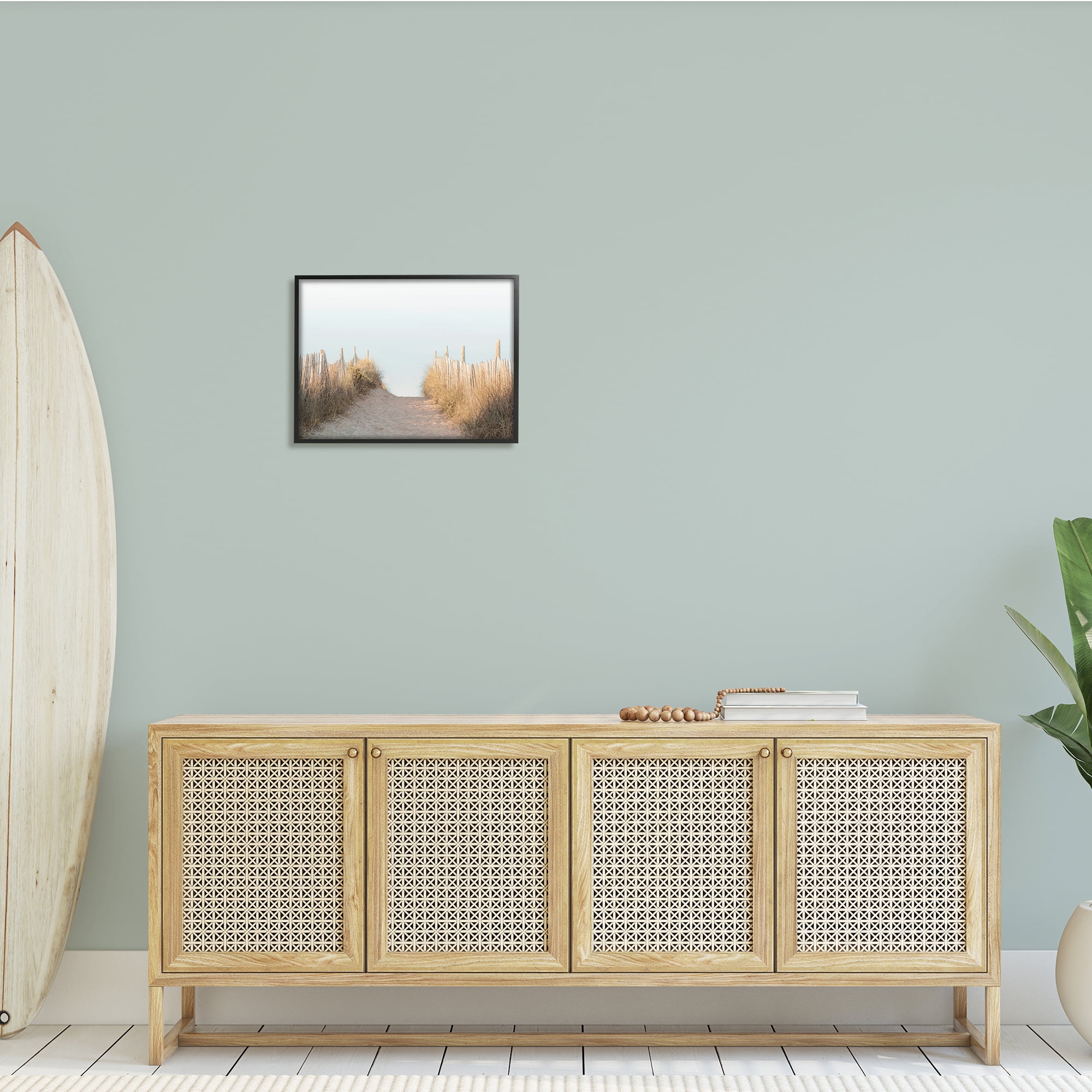 Stupell Indtries Sand Break Nautical Path Tall Grass Distant Waters,20 x 16,Design by Ian Winstanley