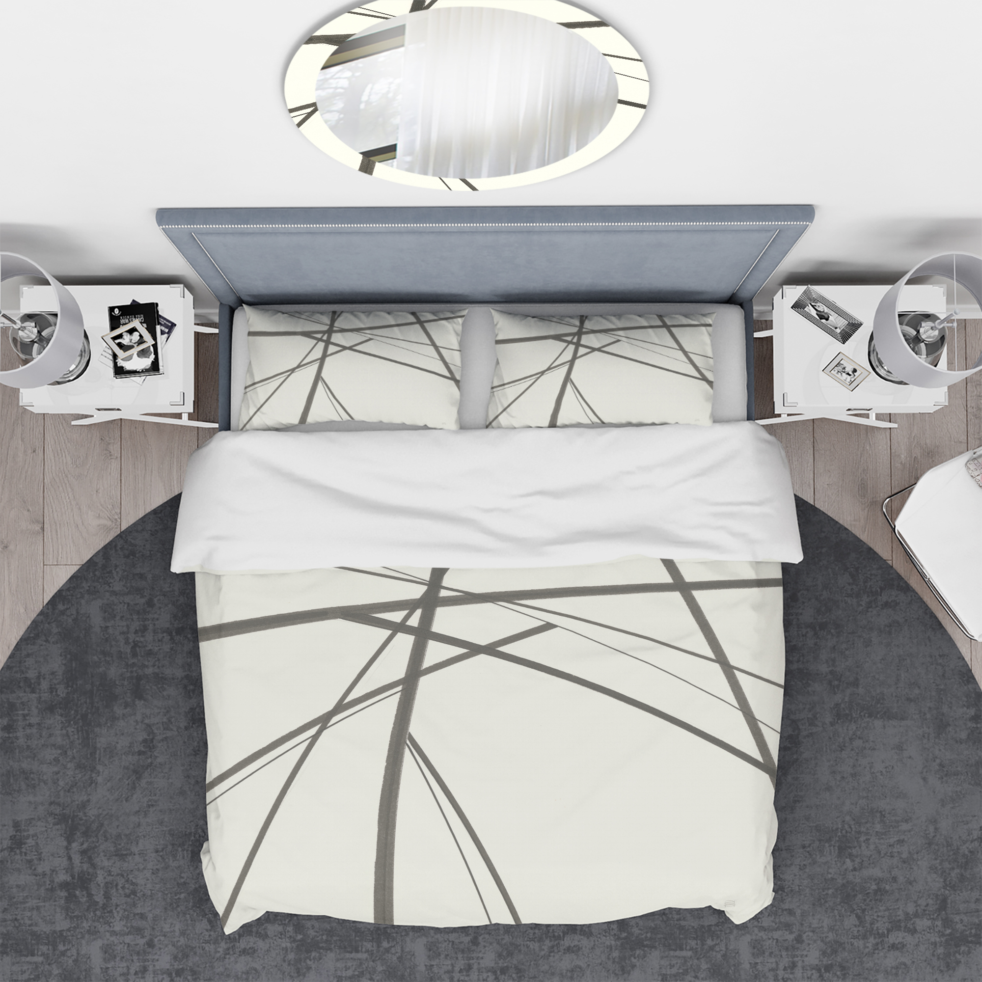 Designart 'minimalist black and white III' Geometric Duvet Cover Set