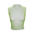 thumbnail image 1 of Qmyliery Ladies Mesh Midriff-baring Tops, Women Leisure Style Rhinestone Decoration Round Collar Sleeveless Hollow Perspective Tank Top,XS/S/M/L, 1 of 5