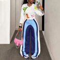 thumbnail image 6 of Dweltoz Baggy Sweat Pants Drawstring Waist Color Block Straight Leg Active Pants Athletic Loose Stretchy Y2k Joggers,Blue M, 6 of 7