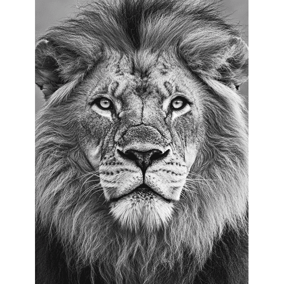 Black and White Lion Portrait Decor Art/Canvas Print, Suitable for Living Room, Bedroom, Office, Study Room, Dining Room, Hotel, Gallery, and Coffee Shop Decoration. Bold Lion Decor.