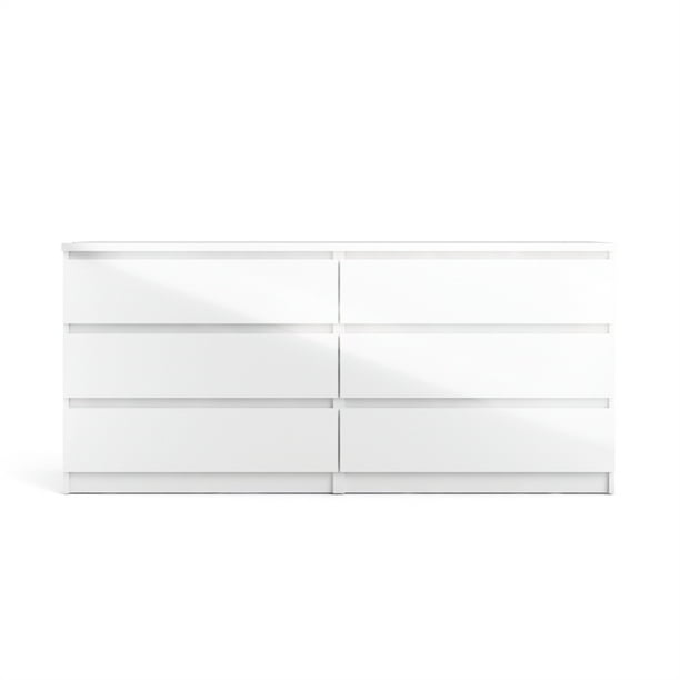 Pemberly Row 6 Drawer Double Dresser In, High Gloss White Dresser Ikea