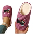 thumbnail image 5 of Samdudou Bedroom Slippers for Women Corduroy House Shoes Cute Party Cat Embroidery Warm Plush Fleece Lined Closed Toe Anti-Slip Rubber Sole Slip-On Indoor Fluffy Winter Footwear, 5 of 6