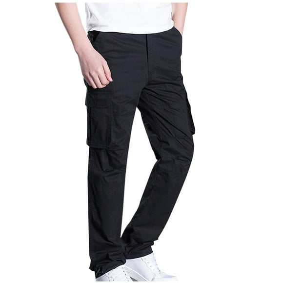 wo-fusoul Men's Stretch Taper Leg Regular Fitting Cargo Pant Black 3XL